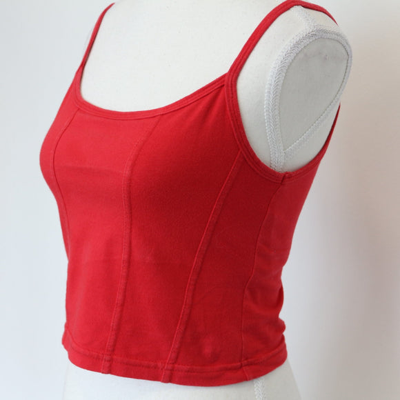 Red Strappy Crop Top – Built-In Bra | Size S | Pre-Loved