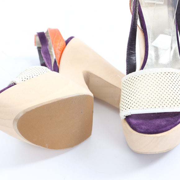 Just Cavalli Wooden Platform Heels - Size 40
