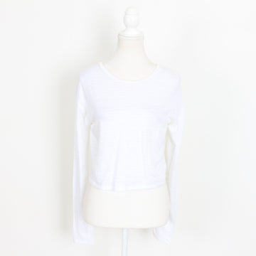 Topshop White Long-Sleeve Crop Top | Size 10 | Pre-Loved