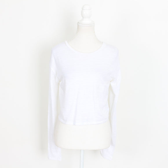 Topshop White Long-Sleeve Crop Top | Size 10 | Pre-Loved
