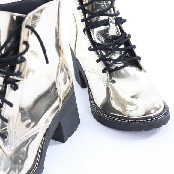 Castelon Silver Heeled Ankle Boots - Size 37