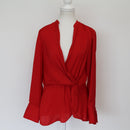 Witchery Red Satin Wrap Blouse | Size 8 | Pre-Loved-1