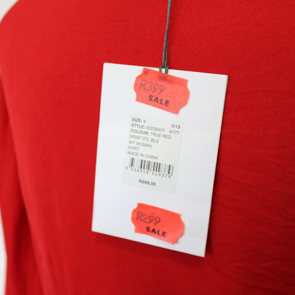 Witchery Red Satin Wrap Blouse | Size 8 | Pre-Loved