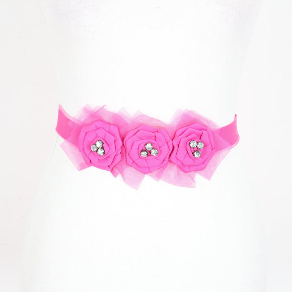 Pink Flower Tie-Up Belt