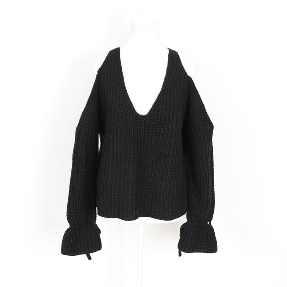 Black Chunky-Knit Jersey with Cut-Out Details - Size S
