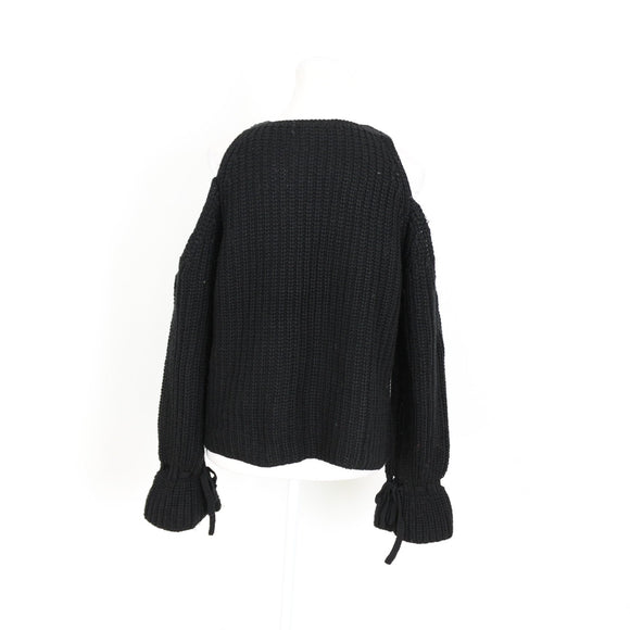 Black Chunky-Knit Jersey with Cut-Out Details - Size S