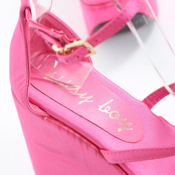 Sissy Boy Hot Pink Platform Wedge Sandals - Size 6