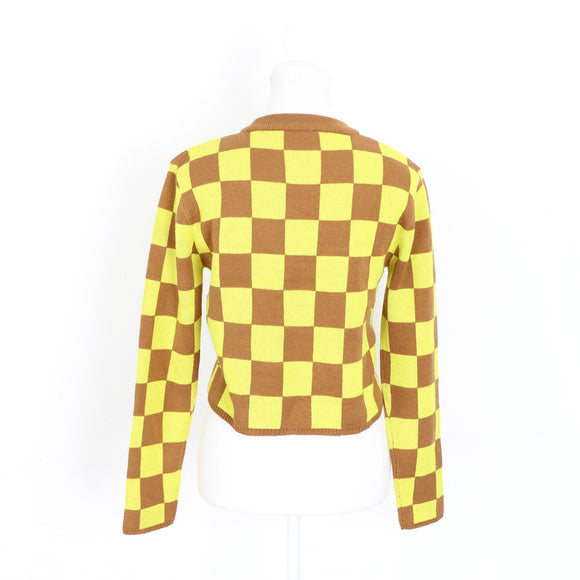 Free 2BU Yellow and Brown Check Jersey - Size S