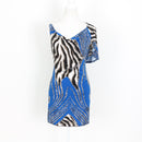 Blue and Leopard Print Dress with Chain Detail - Size S-1