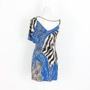 Blue and Leopard Print Dress with Chain Detail - Size S-2