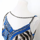 Blue and Leopard Print Dress with Chain Detail - Size S-3