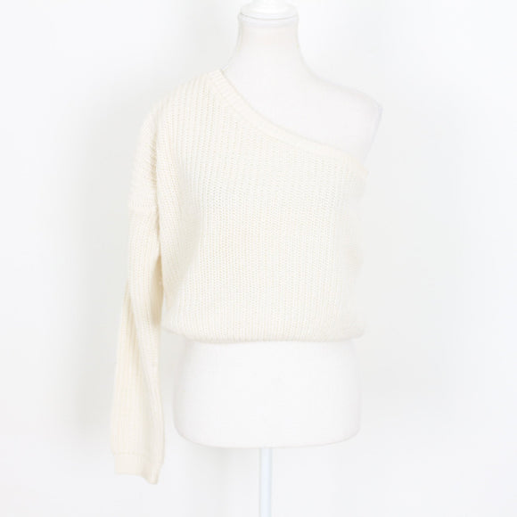 Missguided Cream One-Shoulder Jersey - Size S