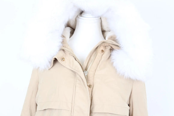 Light Brown Winter Jacket – Fur Trim | Size XS | Brand new