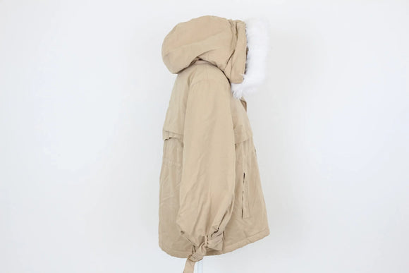 Light Brown Winter Jacket – Fur Trim | Size XS | Brand new