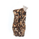 Leopard Print One-Shoulder Blouse with Pearl and Rhinestone Detail - Size S-1