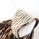 Leopard Print One-Shoulder Blouse with Pearl and Rhinestone Detail - Size S-2