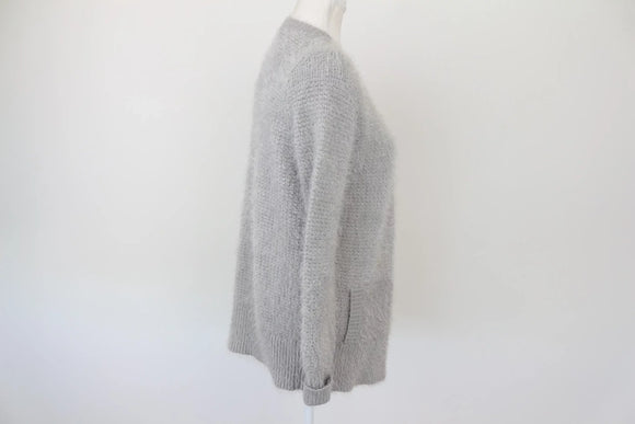 Grey Fluffy Cardigan – Size XS | Thrift Finds