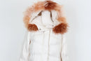 Cream Puffer Jacket – Orange Fur Trim | Size M | Brand new-2