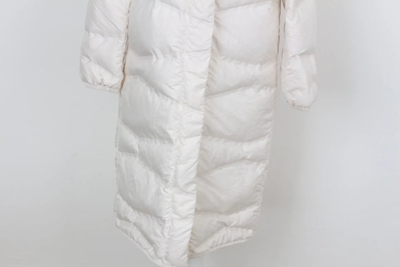 Cream Puffer Jacket – Orange Fur Trim | Size M | Brand new