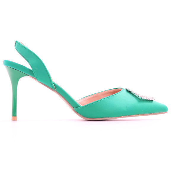 Milla Emerald Green Pointed-Toe Slingbacks - Size 7