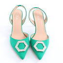 Milla Emerald Green Pointed-Toe Slingbacks - Size 7-2