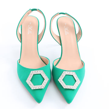 Milla Emerald Green Pointed-Toe Slingbacks - Size 7 - 0