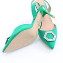 Milla Emerald Green Pointed-Toe Slingbacks - Size 7-4
