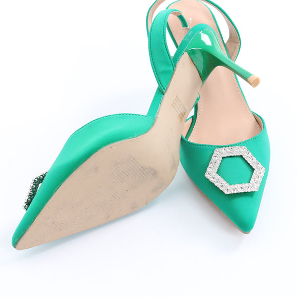 Milla Emerald Green Pointed-Toe Slingbacks - Size 7