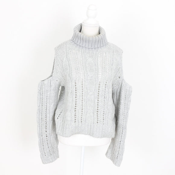 Missguided Grey Cable-Knit Jersey - Size S