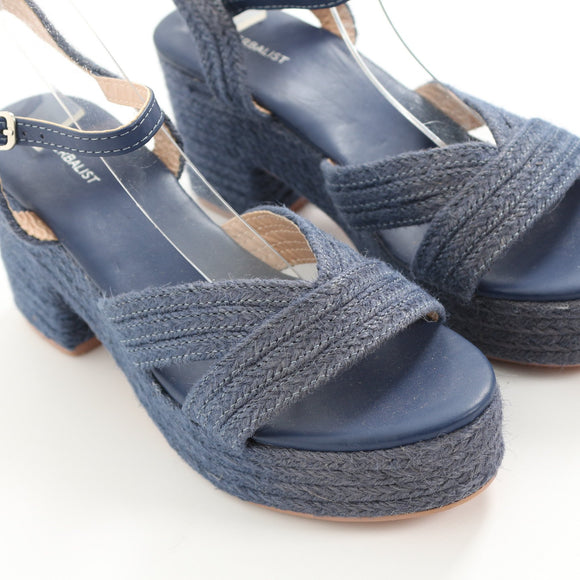 Superbalist Blue Woven Chunky Heels - Size 7