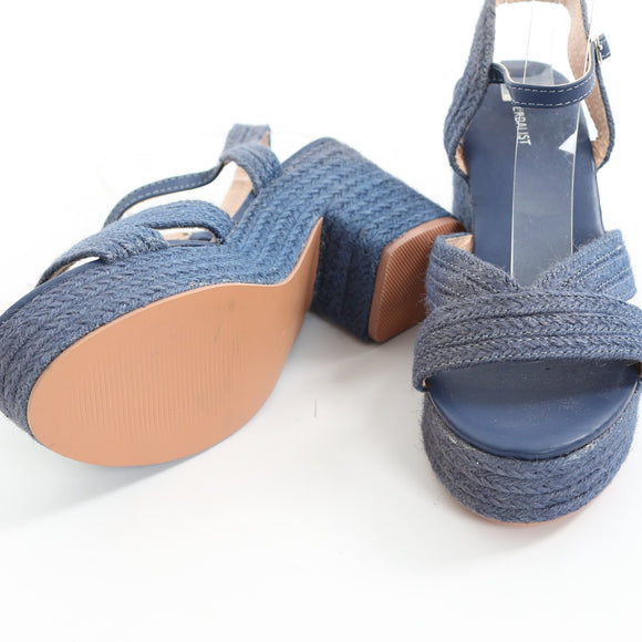 Superbalist Blue Woven Chunky Heels - Size 7