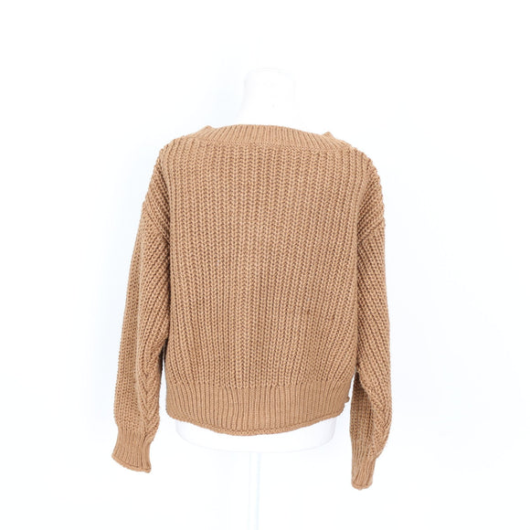 H&M Brown Chunky-Knit Cropped Jersey - Size M