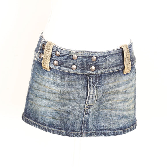 Diesel Denim Mini Skirt with Corduroy Detail - Size 27