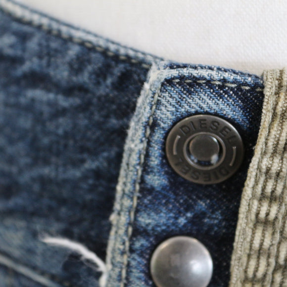 Diesel Denim Mini Skirt with Corduroy Detail - Size 27