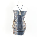 Snake Print Embellished Mini Dress - Size S-1