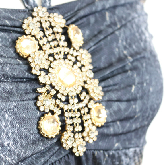 Snake Print Embellished Mini Dress - Size S