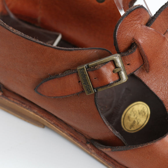 Redemption Brown Genuine Leather Mary Jane Shoes - Size 7