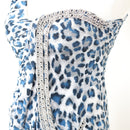 Party 21 Blue and Grey Leopard Print Dress with Silver Chain Detail - Size L-2