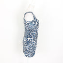 Party 21 Blue and Grey Leopard Print Dress with Silver Chain Detail - Size L-3