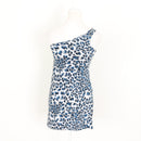 Party 21 Blue and Grey Leopard Print Dress with Silver Chain Detail - Size L-4