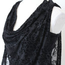 Black Blouse with Velvet Print - Size S-2