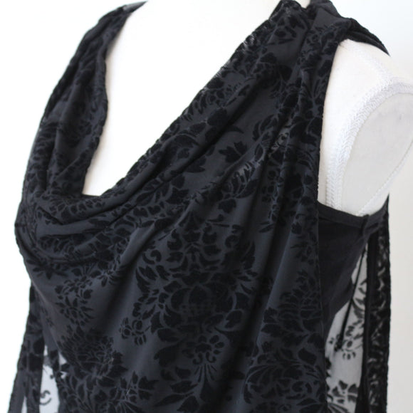 Black Blouse with Velvet Print - Size S