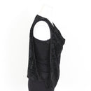 Black Blouse with Velvet Print - Size S-3