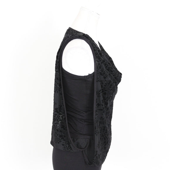 Black Blouse with Velvet Print - Size S