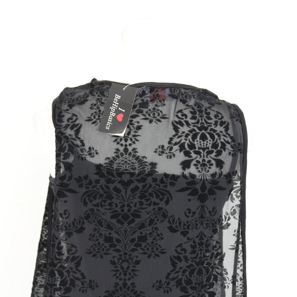 Black Blouse with Velvet Print - Size S