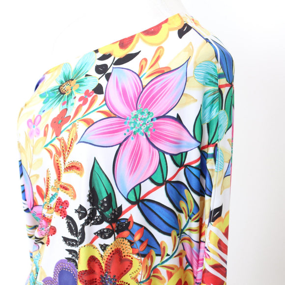 Bright Floral Print One-Shoulder Blouse - Size S