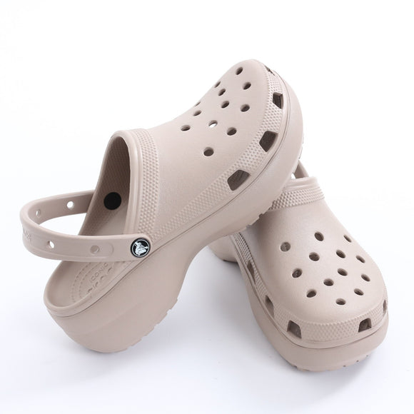 Crocs Beige Platform Clogs - Size W11