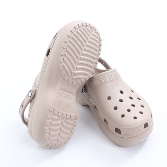 Crocs Beige Platform Clogs - Size W11