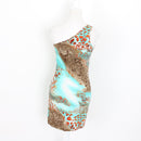 Party 21 Blue and Leopard Print Dress with Gold Chain Detail - Size L-4