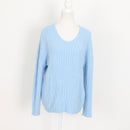 Blue Soft Ribbed V-Neck Jersey - Size M-1